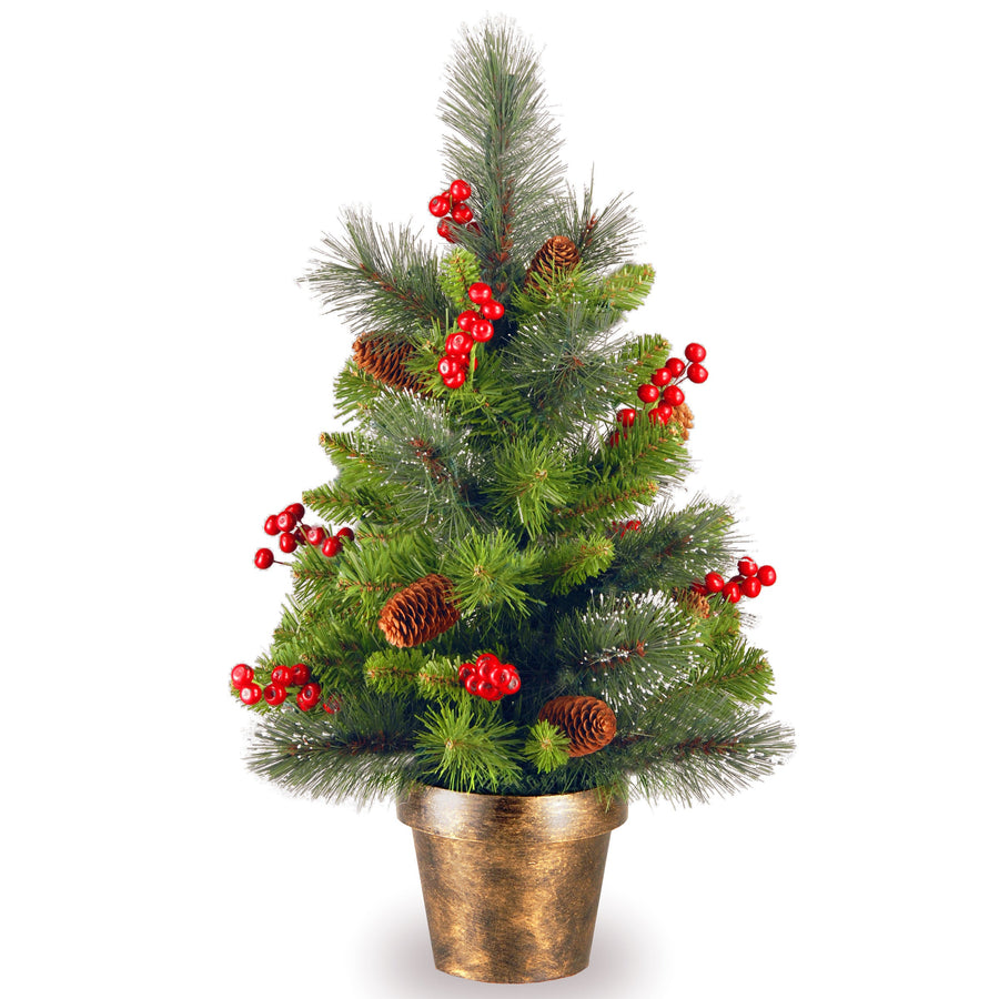 2 ft. Pre-Lit Crestwood Spruce Tree with Warm White LED Lights