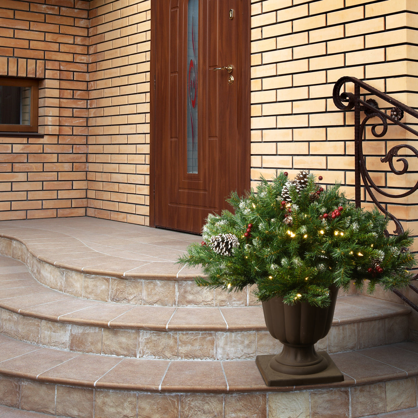 33 in. Pre-Lit Frosted Berry Urn Filler withLED Lights