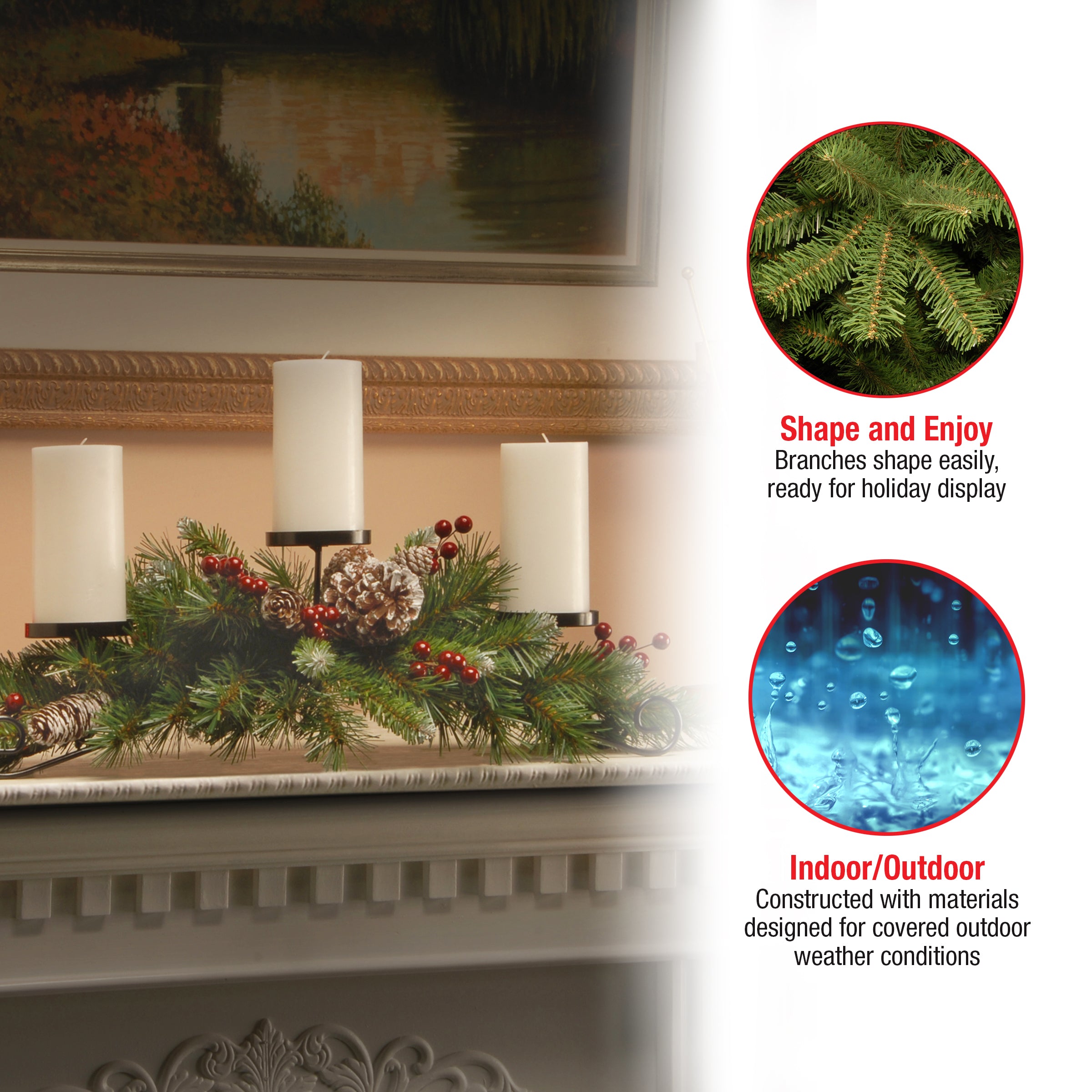 30 in. Frosted Berry Frosted Berry Centerpiece and Candle Holder