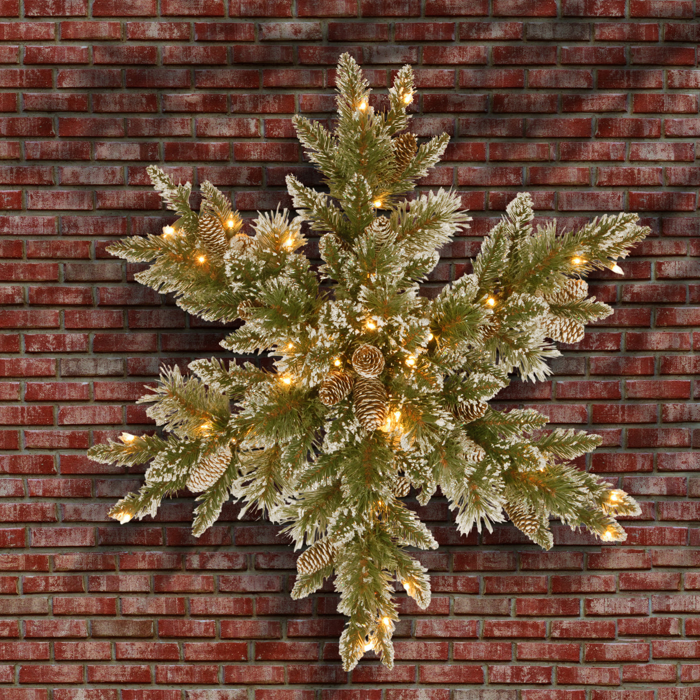 32 in. Pre-Lit Glittery Bristle Pine Snowflake with LED Lights