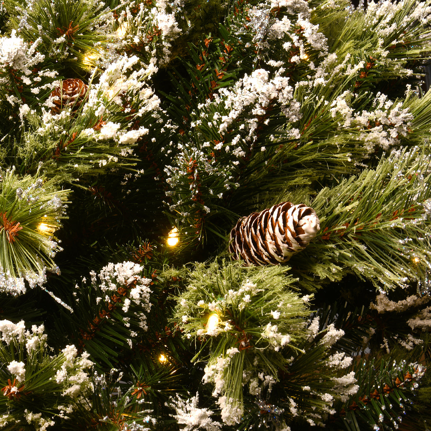 36 in. Pre-Lit Glittery Bristle Pine Urn Filler with LED Lights