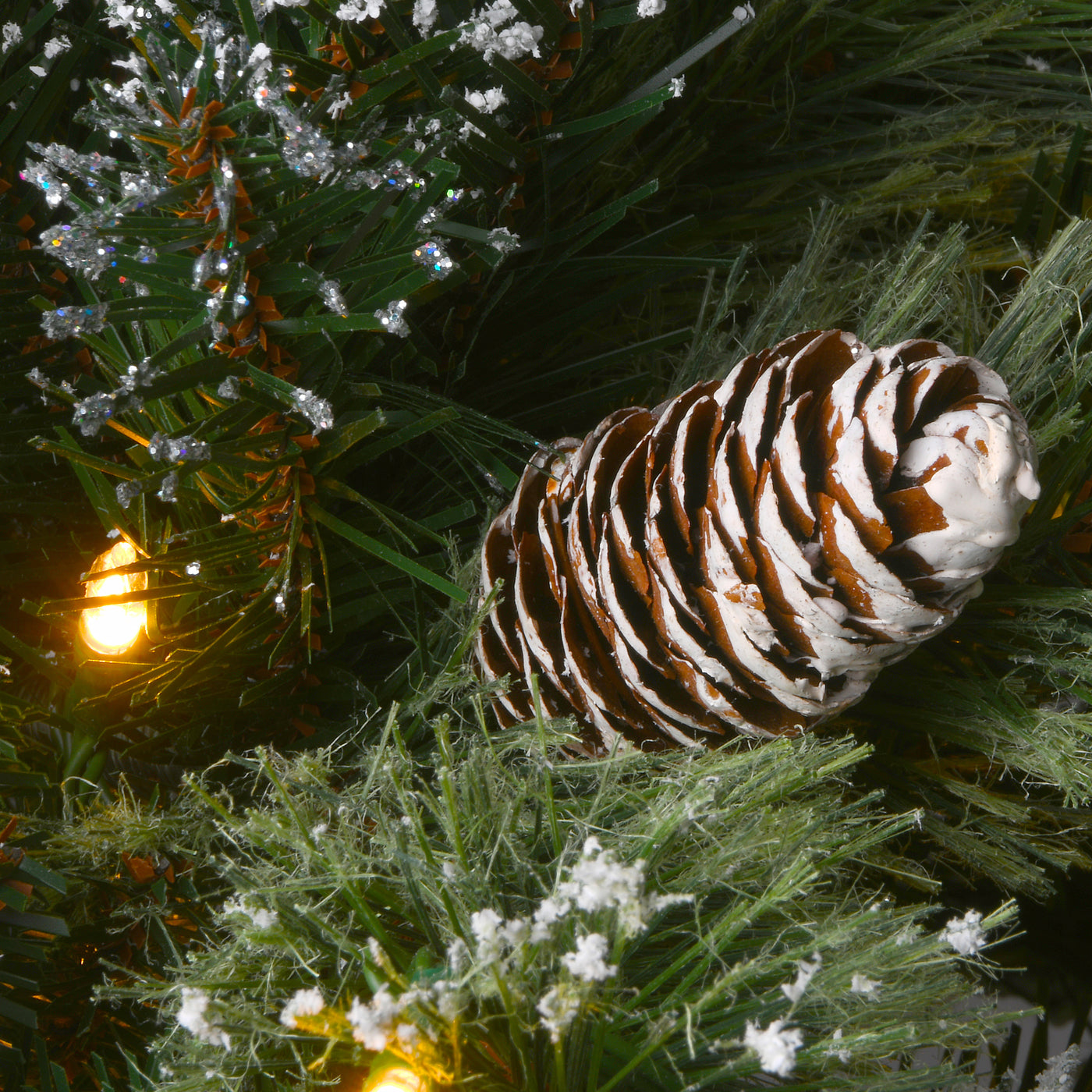 36 in. Pre-Lit Glittery Bristle Pine Urn Filler with LED Lights