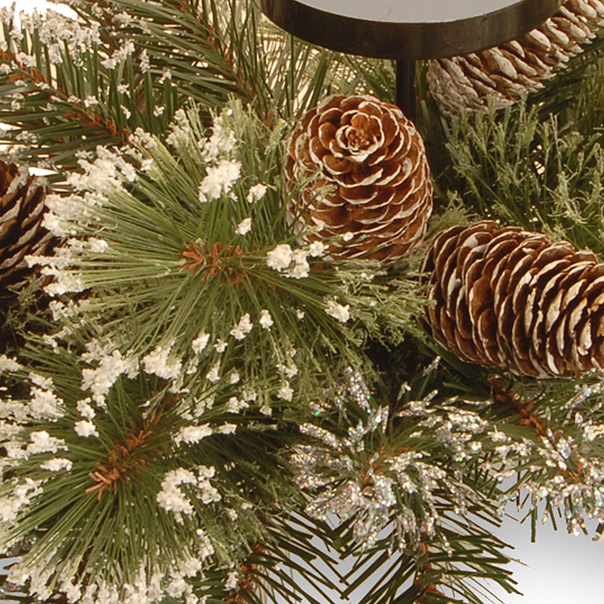 30 in. Glittery Bristle Pine Centerpiece and Candle Holder