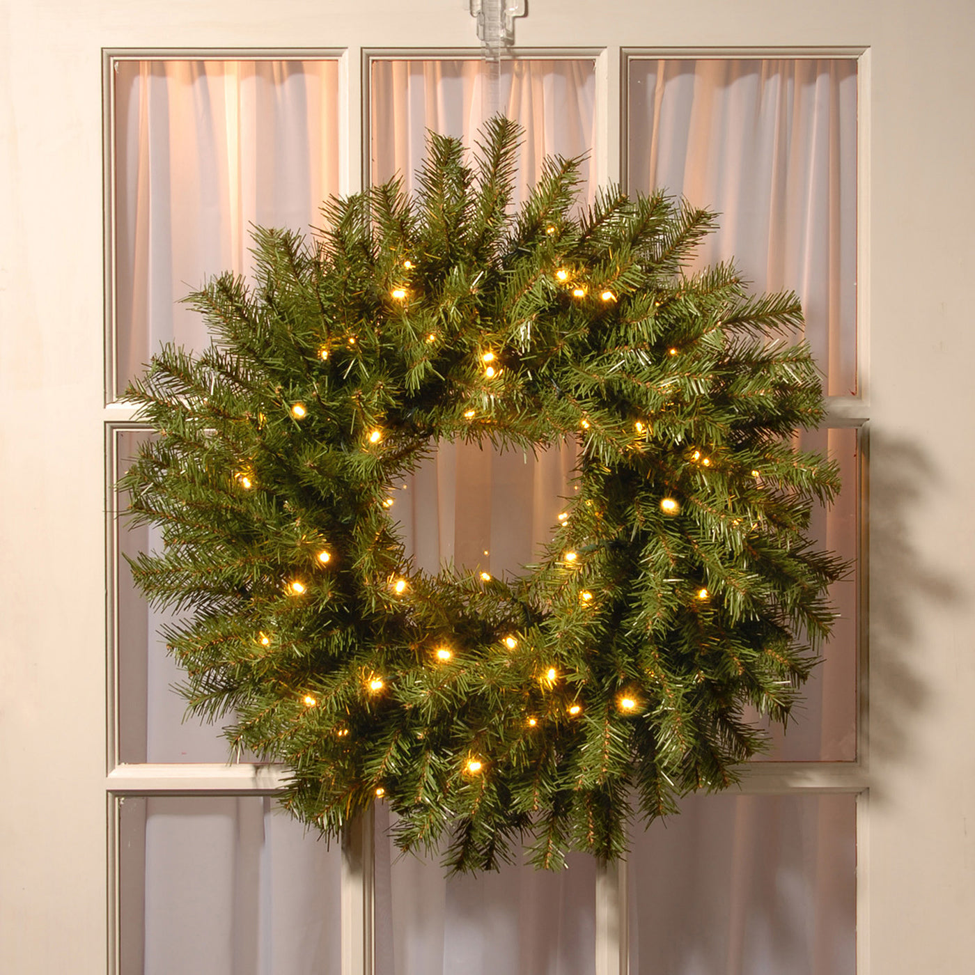 24 in. Pre-Lit Norwood Fir Wreath with Battery Operated Warm White LED Lights