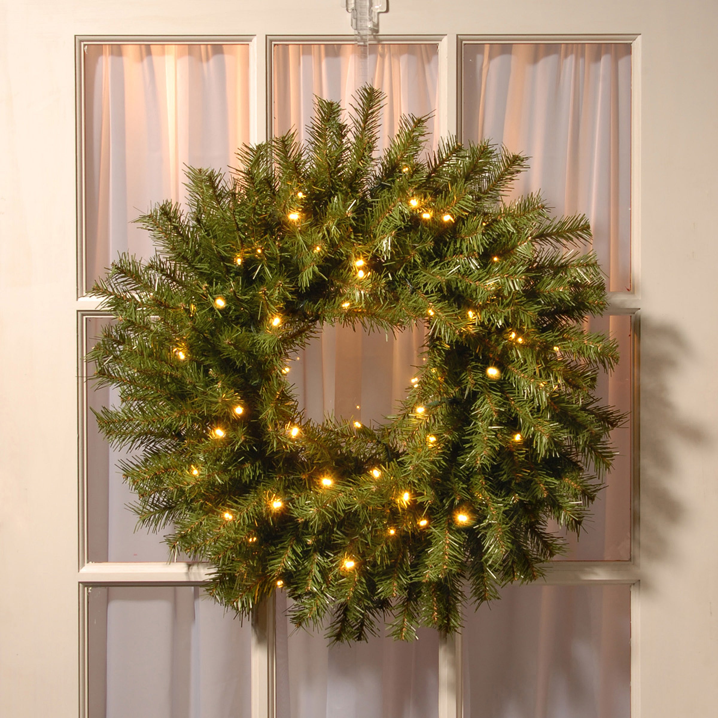24 in. Pre-Lit Norwood Fir Wreath with Battery Operated Warm White LED Lights