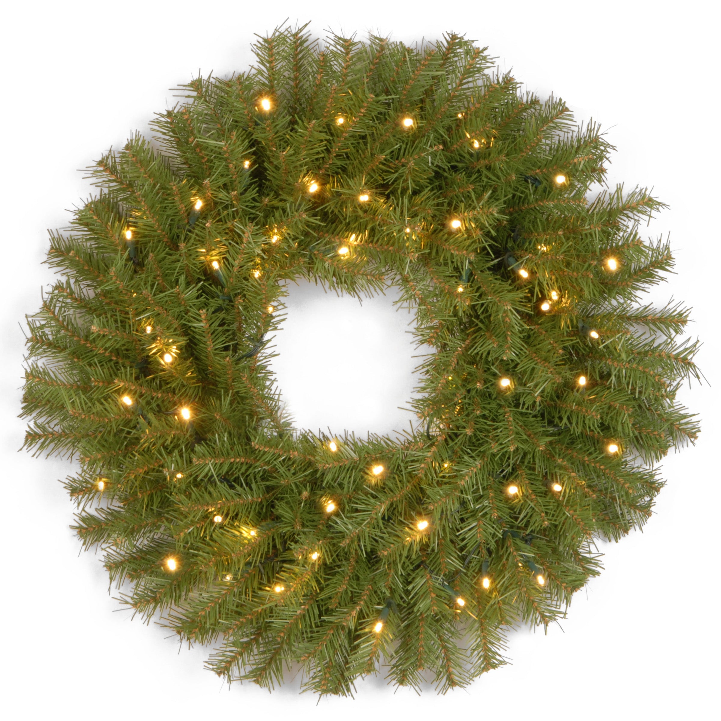 24 in. Pre-Lit Norwood Fir Wreath with Battery Operated Warm White LED Lights