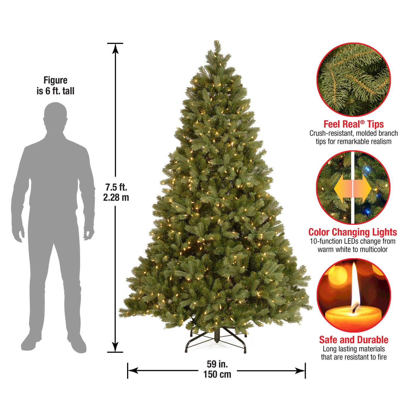 7.5 ft. Pre-Lit Downswept Douglas Fir Tree with 750 Dual Color LED Lights