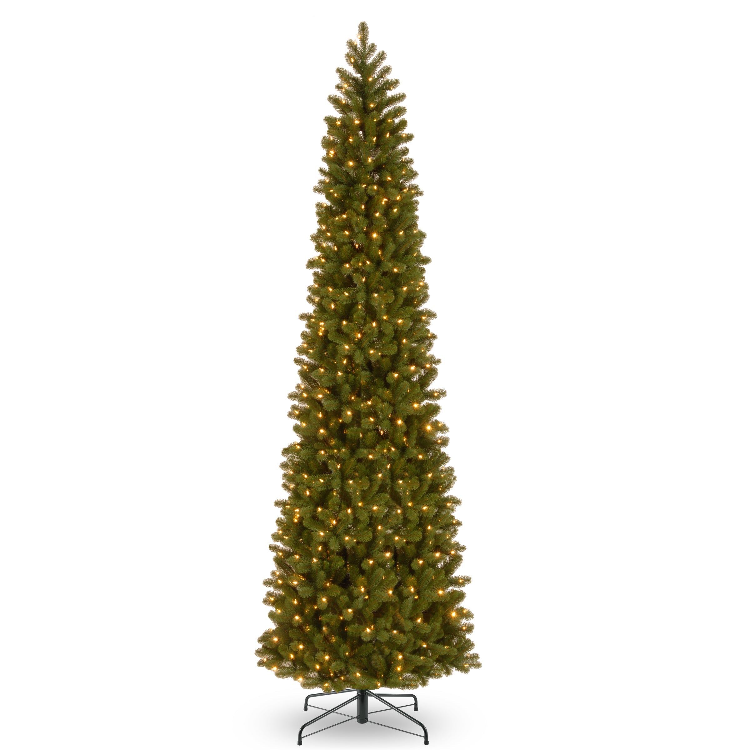 12 ft. Pre-Lit Downswept Douglas Fir Pencil Slim Tree with Dual Color LED Lights