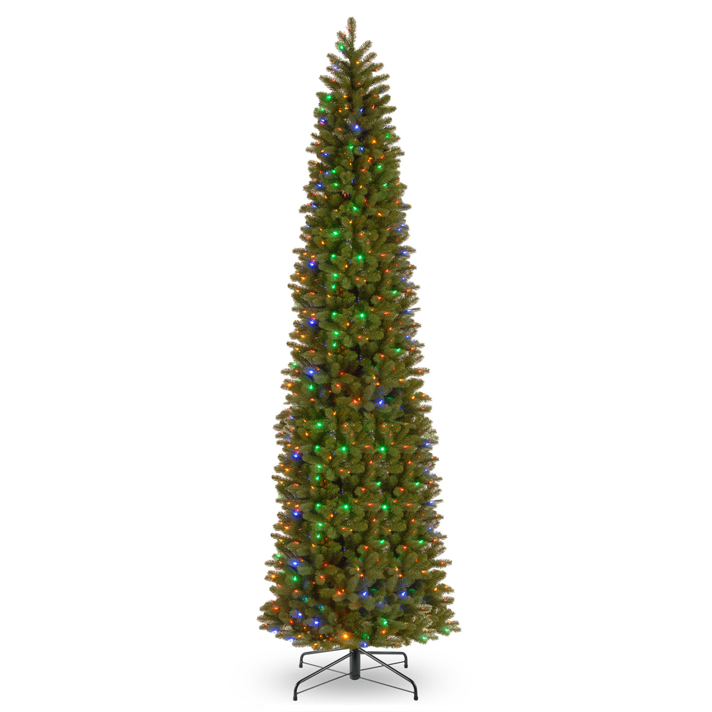 12 ft. Pre-Lit Downswept Douglas Fir Pencil Slim Tree with Dual Color LED Lights