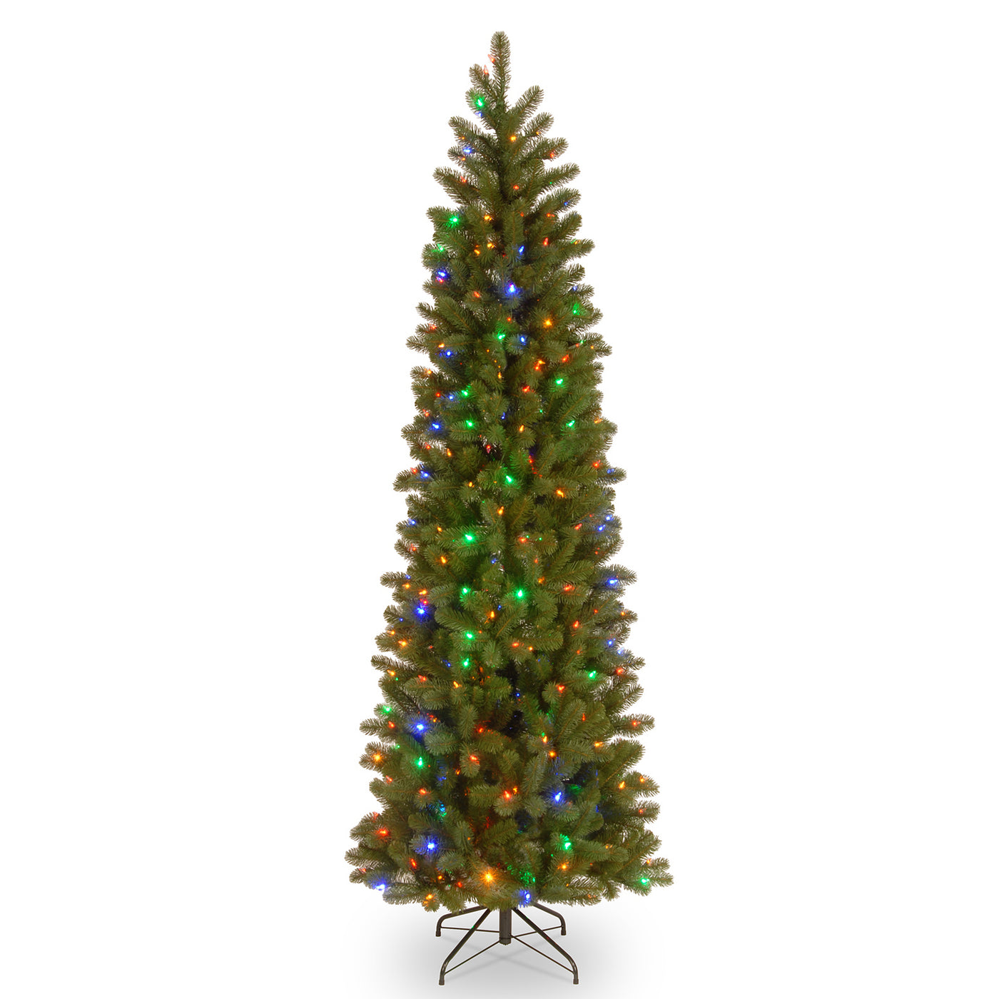 6.5 ft. Pre-Lit Downswept Douglas Fir Pencil Slim Tree with Dual Color LED Lights