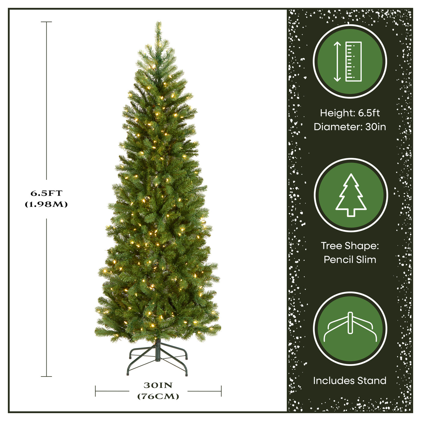 6.5 ft. Pre-Lit Downswept Douglas Fir Pencil Slim Tree with Dual Color LED Lights