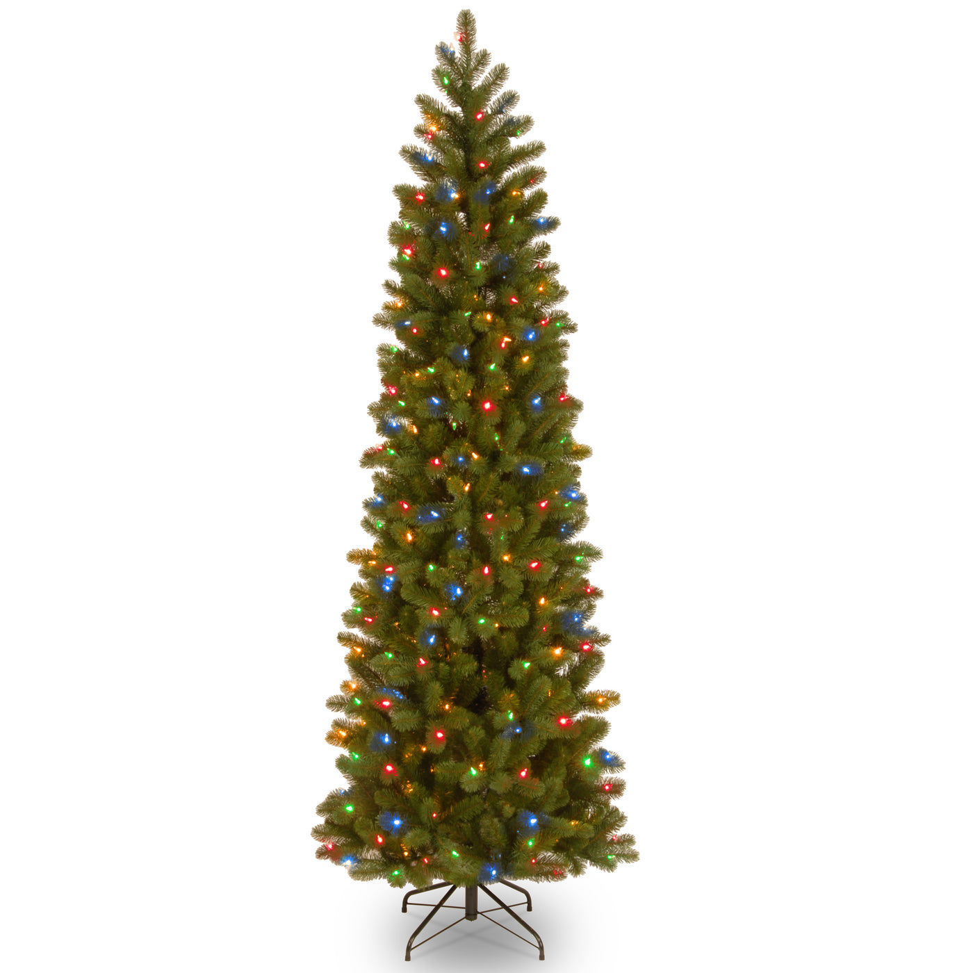 7.5 ft. Pre-Lit Downswept Douglas Fir Pencil Slim Tree with Dual Color LED Lights