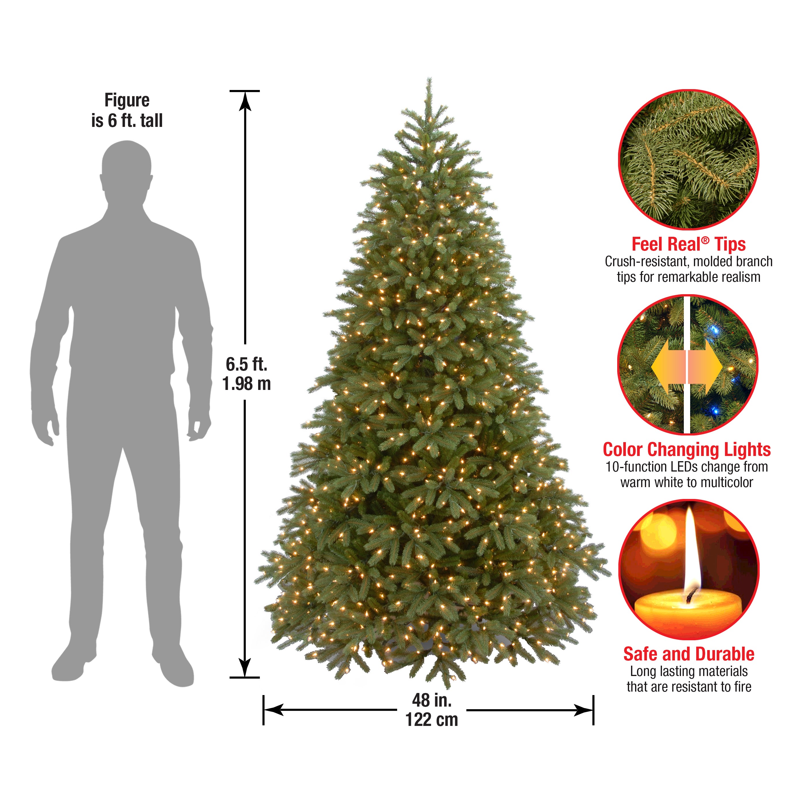 6.5 ft. Pre-Lit Jersey Fraser Fir Medium Tree with Dual Color LED Lights