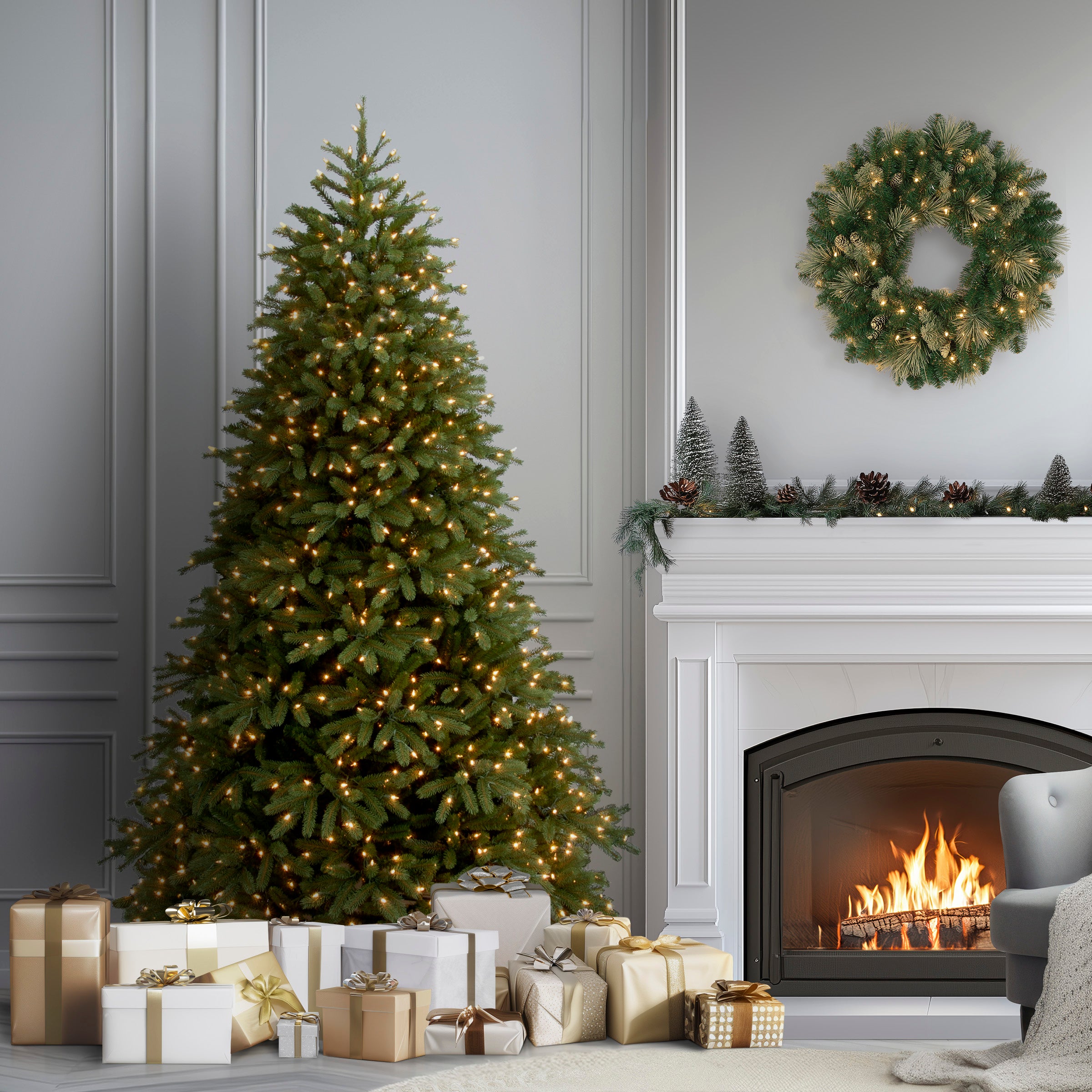 6.5 ft. Pre-Lit Jersey Fraser Fir Medium Tree with Dual Color LED Lights