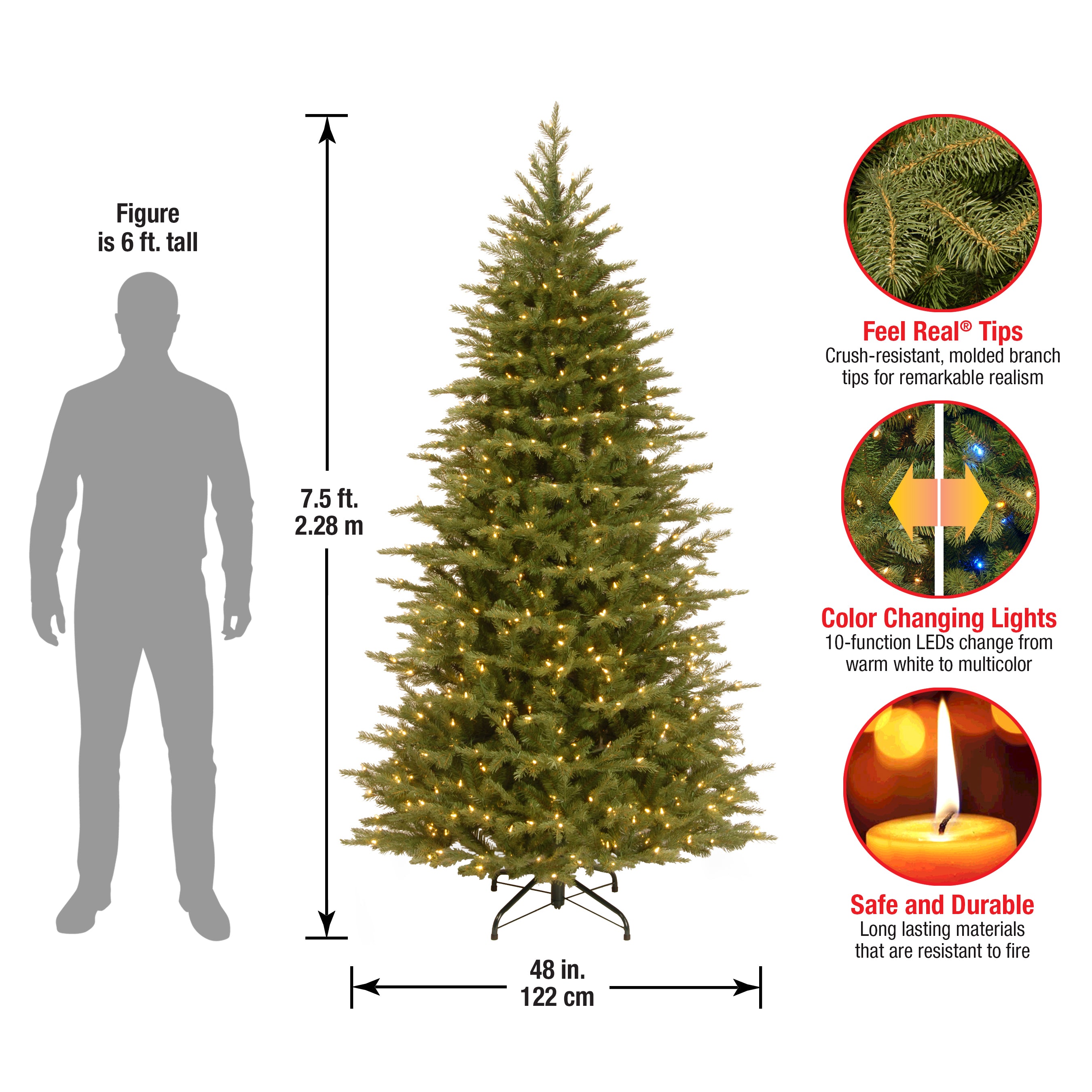 7.5 ft. Pre-Lit Nordic Spruce Slim Tree with Dual Color LED Lights