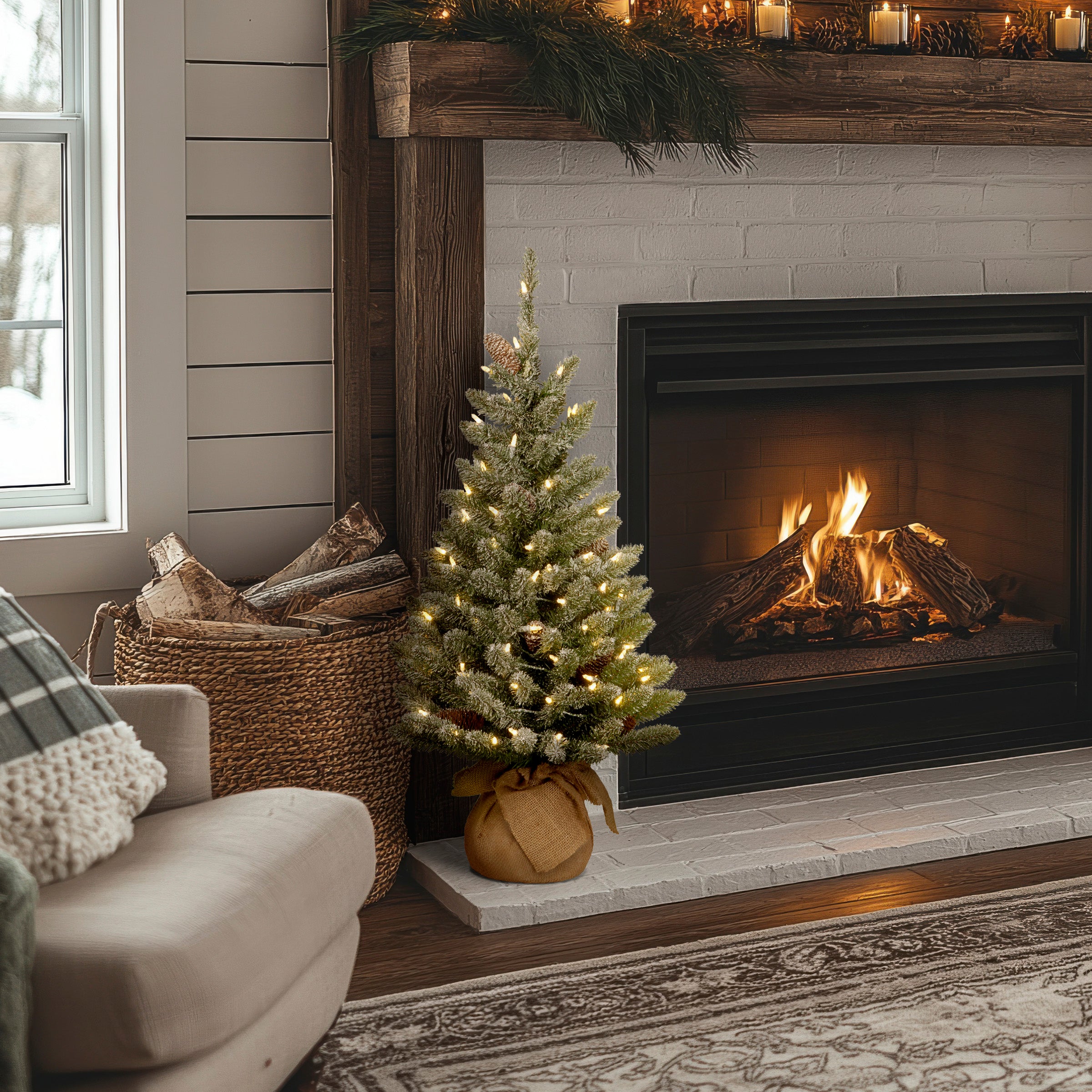 3 ft. Pre-Lit Snowy Concolor Fir Tree with LED Lights