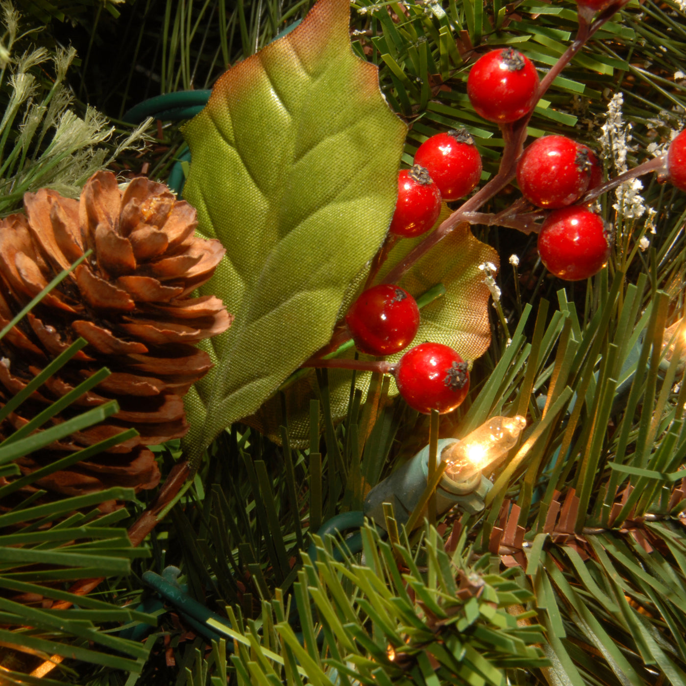 24 in. Pre-Lit Wintry Pine Wreath with LED Lights